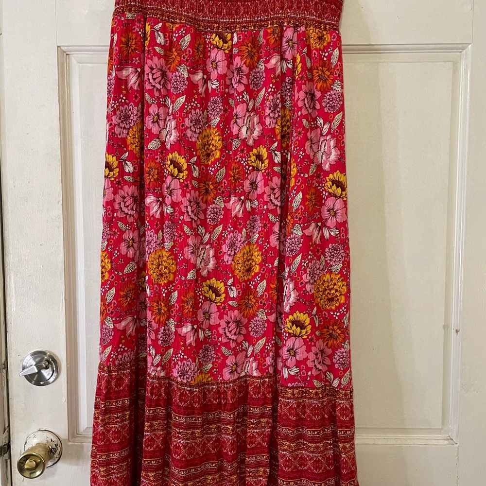 Floral Red Maxi Skirt
